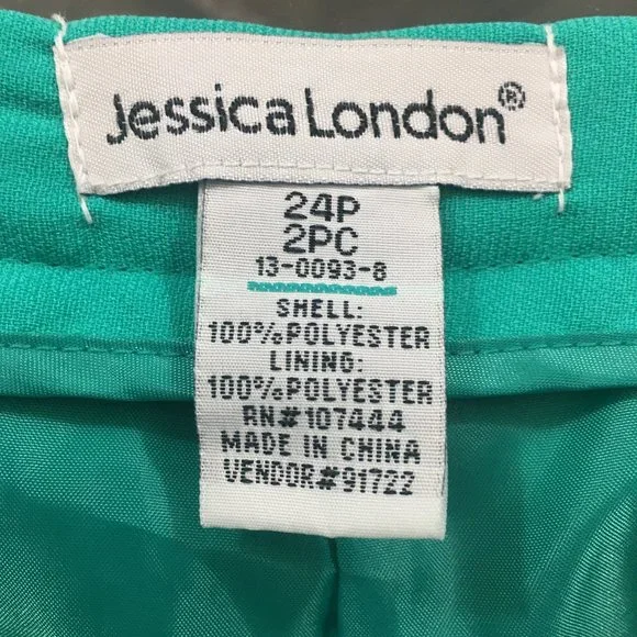 Jessica London Womens Plus Size 24P Teal 100% Polyester Elastic Waist Trousers - Picture 7 of 8